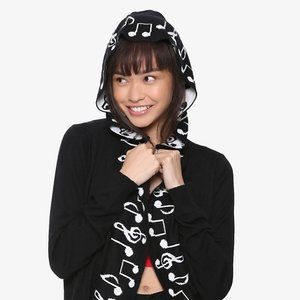 Music Notes Hoodie Cardigan (Size M)